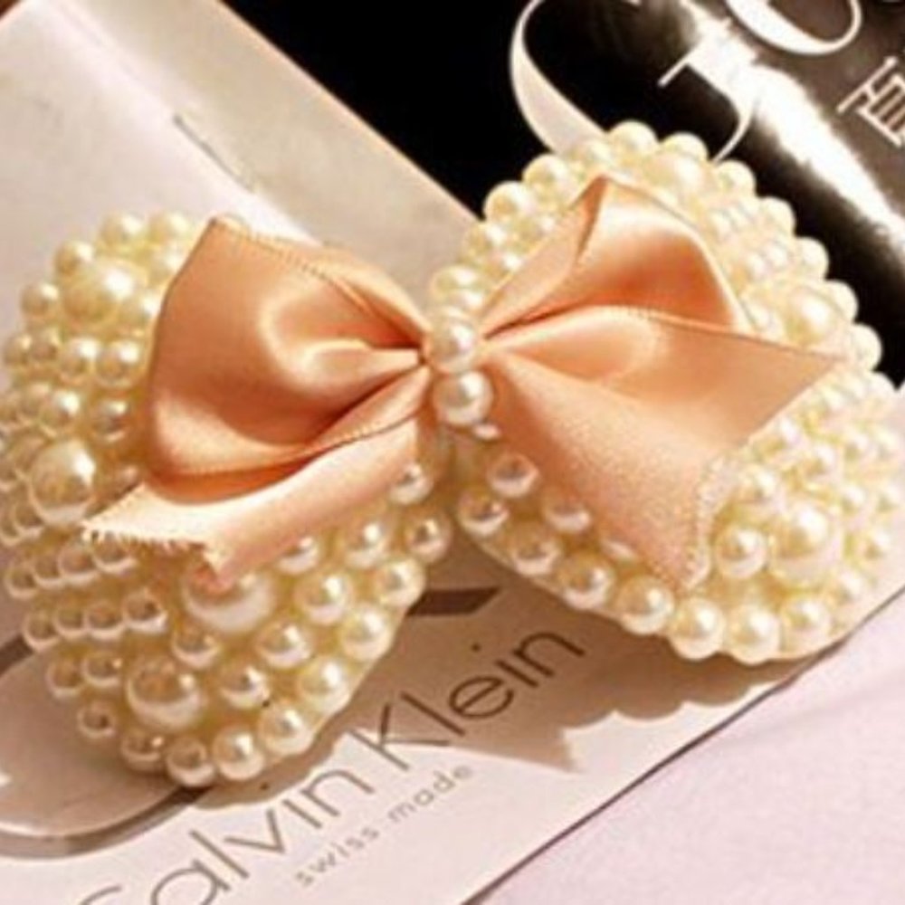 Pearl Pink Satin Butterfly Hair Bow Bow Tie Hair Clip